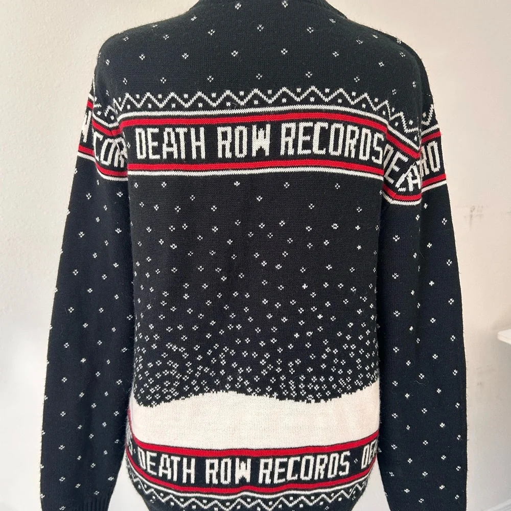 Death Row Records Black and Red Christmas Ugly Sweater, Size M